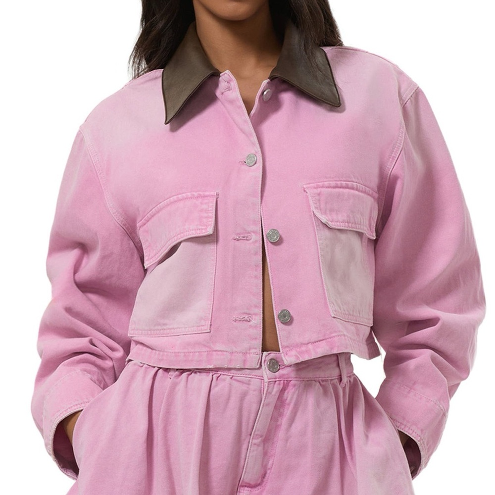 AFRM Tanner Crop Utility Jacket Small Pink Brown